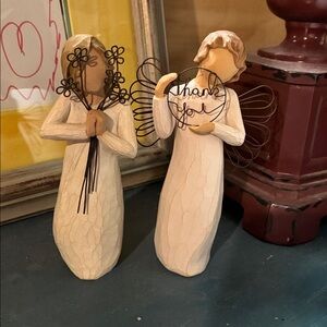 Willow Tree Lot (3) Cream Carved Angel Friendship , Thank You angel of learning